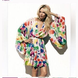 H&M floral watercolor bell long sleeves dress